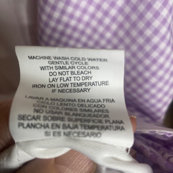 NWT$34.99 June & Hudson Long-Sleeve Wrap Blouse Size M Purple Gingham Stretch Wa - Picture 5 of 12